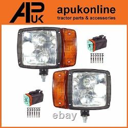 2x Head Light Lamp & Plug LH/RH for JCB John Deere 3200 3215 3220 Telehandler