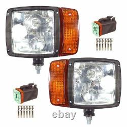 2x Head Light Lamp & Plug LH/RH for JCB John Deere 3200 3215 3220 Telehandler