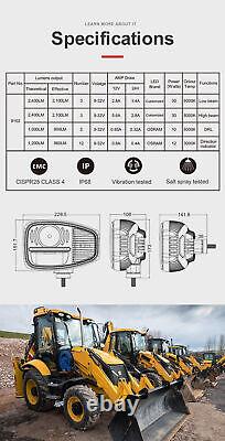 9 inch E9 Pair LED Headlights RHD OEM 70050193 For JCB Fastrac Telehandler