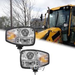 E9 Pair LED Headlights Left and Right For JCB 3CX Fastrac Vibromax VM Tractor