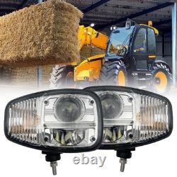 For JCB Telehandler Loader Loadall Pair LED Headlight Lights Head Wired Headlamp