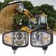 For JCB Telehandler Loader Loadall Pair LED Headlight Lights Head Wired Headlamp