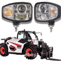 For JCB Telehandler Loader Loadall Pair LED Headlight Lights Head Wired Headlamp