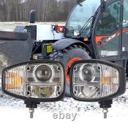 For JCB Telehandler Loader Loadall Pair LED Headlight Lights Head Wired Headlamp