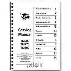 JCB TM200 TM270 TM300 Telehandler Service Manual 9803/4225 Printed Book