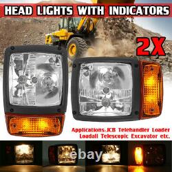Pair 24V For JCB Telehandler Loader Loadall Headlights Head LED Light