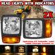 Pair 24V For JCB Telehandler Loader Loadall Headlights Head LED Lights