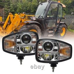 Pair LED Headlight Lights Head Wired Headlamp For JCB Telehandler Loader Loadall