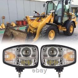 Pair LED Headlight Lights Head Wired Headlamp For JCB Telehandler Loader Loadall