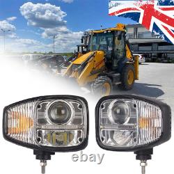 Pair of JCB Fastrac Telehandler Full LED Headlights Headlamps DRL And Indicator