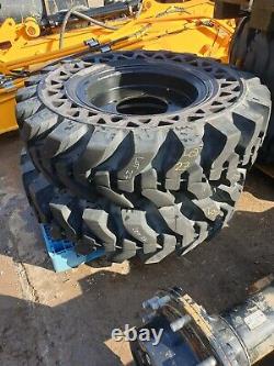 Set Of 2 Solideal Solidair 1400x24 Tyres On Jcb Telehandler 5 Stud Rims