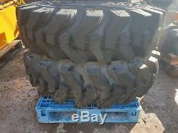 Set Of 2 Solideal Solidair 1400x24 Tyres On Jcb Telehandler 5 Stud Rims