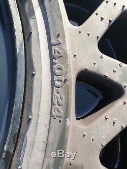 Set Of 2 Solideal Solidair 1400x24 Tyres On Jcb Telehandler 5 Stud Rims
