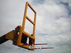 Telehandler Bale Spike, 2 Tine with Frame for lifting Stacks of Bales